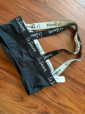 La SENZA Black Logo Strap Bralette